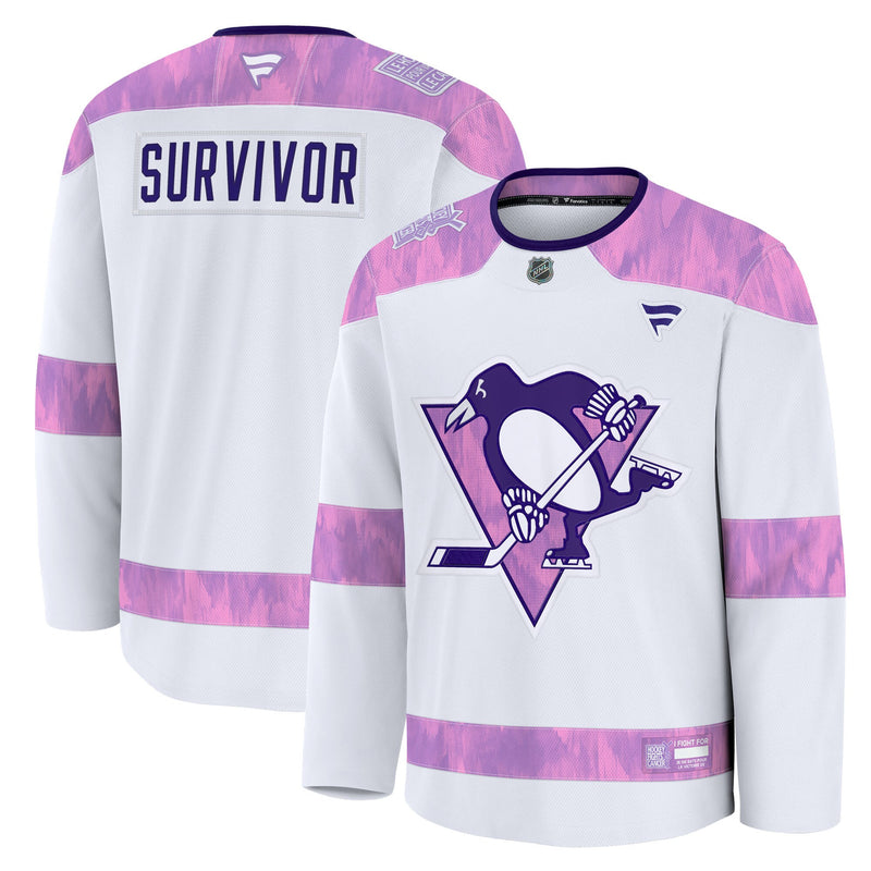 Pittsburgh Penguins White Hockey Fights Cancer Survivor Practice Jersey