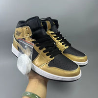 High Top Sneakers, Gold Colorway, Lace Up Design, Casual Gift for Sneaker Fans