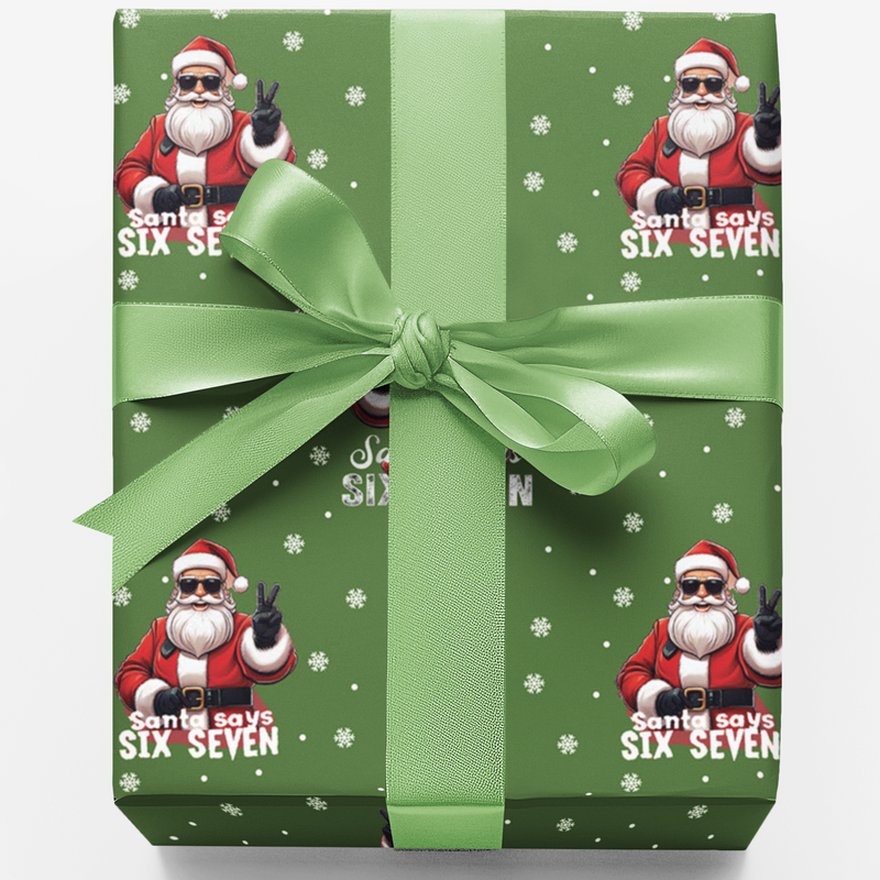 Cool Santa Claus Wrapping Paper, Santa Peace Sign Christmas Wrapping Paper, Retro Holiday Gift Wrap, Festive Xmas Present Wrapping Paper