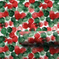 Red and Green Holiday Gift Wrap, Watercolor Polka Dot Wrapping Paper, Christmas Dots Wrapping Paper, Festive Winter Present Wrapping Paper