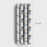 Western Holiday Gift Wrap, Cowboy with Christmas Tree Wrapping Paper, Watercolor Rustic Christmas Wrapping Paper, Country Gift Wrap Roll
