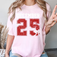 Distressed Varsity Holiday Tee, December 25 Christmas T-Shirt, Vintage Christmas Day Shirt, Festive Family Graphic Tee
