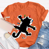 Adorable Holiday Kitty Graphic Tee, Cat Christmas Lights Shirt, Festive Winter Cat T-Shirt, Merry Catmas Animal Lover Shirt, Xmas Holiday Present