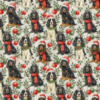 Holly Paws Dog Breed Holiday Gift Wrap Roll, Cocker Spaniel Christmas Wrapping Paper, Festive Puppy Present Paper, Dog Lover Xmas Gift Wrap