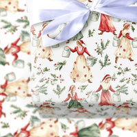 Twelve Days of Christmas Gift Wrap, Nine Ladies Dancing Wrapping Paper, Vintage Ball Gown Wrapping Paper, Festive Holiday Present Wrap