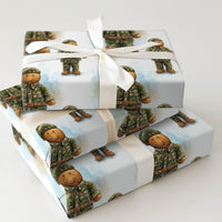 Camouflage Soldier Gift Wrap, Military Gingerbread Man Wrapping Paper, Patriotic Christmas Wrapping Paper, Veteran Holiday Gift Wrap Roll