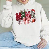 Leopard Print Holiday Sweatshirt, Christmas Mama Hoodie, Festive Mom Pullover Hoodie, Adorable Winter Graphic Hooded Sweater, Present for Mom