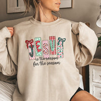 Plaid Christmas Sweatshirt, Jesus Is the Reason for the Season Sweatshirt, Faith Holiday Sweatshirt, Christian Religious Christmas Crewneck