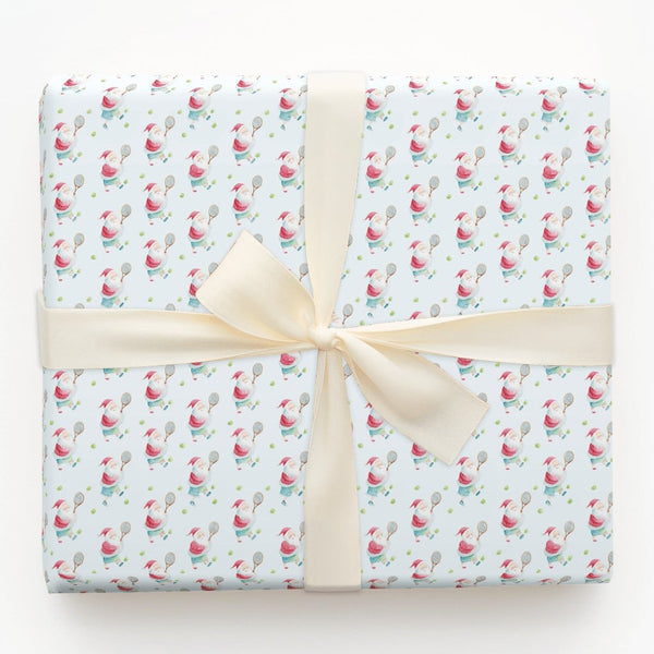 Watercolor Sports Christmas Gift Wrap, Tennis Santa Wrapping Paper, Tennis Santa Claus Wrapping Paper, Whimsical Holiday Gift