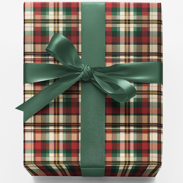 Classic Christmas Gift Wrap, Tartan Plaid Wrapping Paper, Red Green Check Wrapping Paper, Holiday Present Gift Wrap, Festive 