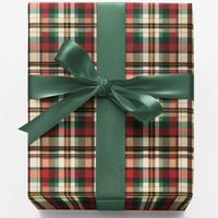 Classic Christmas Gift Wrap, Tartan Plaid Wrapping Paper, Red Green Check Wrapping Paper, Holiday Present Gift Wrap, Festive Paper Roll