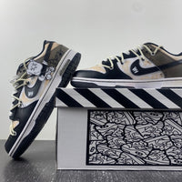 Low Top Sneakers, White Black Brown Colorway, Lace Up Design, Casual Gift for Sneaker Fans