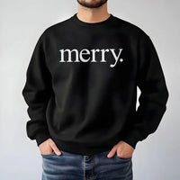 Retro Holiday Typography Crewneck, Minimalist Merry Christmas Sweatshirt, Clean Aesthetic Winter Pullover, Unisex Christmas Sweater Present