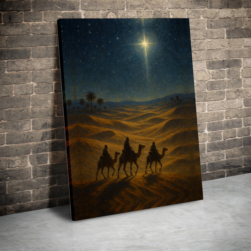 Three Wise Men Star of Bethlehem Canvas Print, Nativity Scene Canvas Art, Christmas Holiday Wall Decor, Religious Digital Download Present
