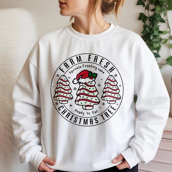 Retro Holiday Sprinkle Frosting Snack Crewneck, Christmas Tree Cake Sweatshirt, Vintage Christmas Treat Sweater, Festive Xmas