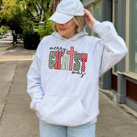 Red Green Checkerboard Faith Sweatshirt, Merry Christ-mas Cross Hoodie, Religious Christmas Tree Pullover, Jesus Holiday Present