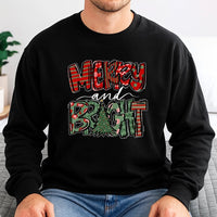 Plaid Christmas Tree Crewneck, Merry and Bright Sweatshirt, Festive Holiday Pullover Sweater, Adorable Winter Xmas Graphic Sweatshirt for Family