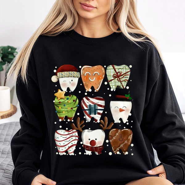 Adorable Dental Squad Sweatshirt, Christmas Teeth Sweatshirt, Humorous Dentist Holiday Sweatshirt, Dental Hygienist Crewneck,