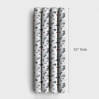 Watercolor Cycling Gift Wrap, Mountain Biking Santa Wrapping Paper, MTB Christmas Wrapping Paper, Cyclist Holiday Gift Wrap Paper