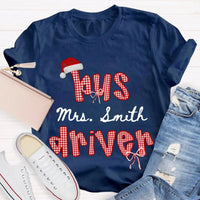 Personalized School Bus Driver Holiday Shirt, Custom Bus Driver Santa Hat Christmas T-Shirt, Christmas Bus Driver Tee, Holiday Present