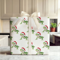 Santa Hat Lizard Gift Wrap, Iguana Christmas Wrapping Paper, Watercolor Reptile Wrapping Paper, Humorous Animal Holiday Wrapping Paper