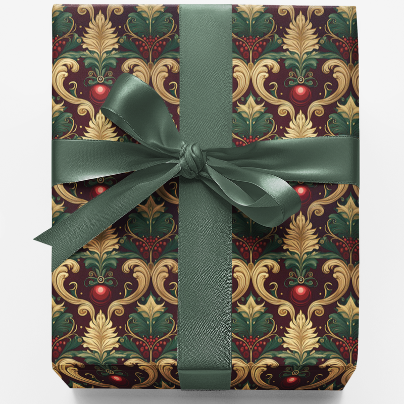 Baroque Dog Breed Holiday Gift Wrap Roll, Shih Tzu Christmas Wrapping Paper, Adorable Puppy Winter Present Paper, Dog Lover Xmas Gift Wrapping