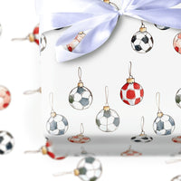 Watercolor Soccer Ornament Gift Wrap, Soccer Ball Christmas Wrapping Paper, Sports Holiday Wrapping Paper, Soccer Fan Gift Wrap Roll