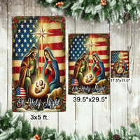 Holy Family American Flag Christmas Yard Flag, Nativity Scene Garden Flag, Double Sided Religious Holiday Lawn Banner