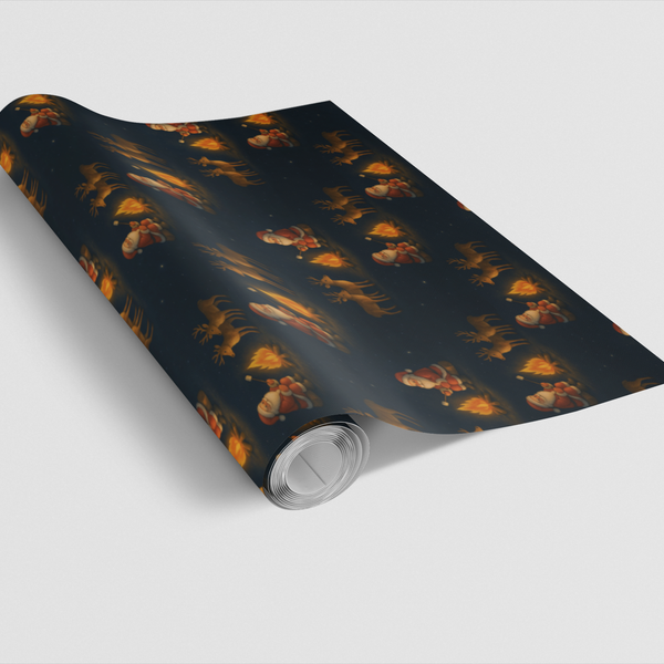Christmas Camping Gift Wrap, S'mores with Santa Wrapping Paper, Whimsical Holiday Gift Wrapping Paper, Adorable Winter Camp P