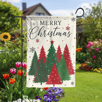 Festive Holiday Yard Flag, Merry Christmas Trees Garden Flag, Winter Porch Lawn Flag, Outdoor Christmas Flag Decor, Seasonal Holiday Present