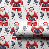 Watercolor Ice Hockey Christmas Gift Wrap, Hockey Santa Wrapping Paper, Festive Santa Gift Wrapping Paper, Holiday Wrap for Hockey Players