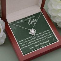 14k White Gold Love Knot Pendant, Love Knot Necklace for Wife, Sparkling Cubic Zirconia Knot Necklace, Romantic Wife Christmas Jewelry Present