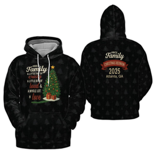 Holiday 2025 3D Hoodie, Family Christmas Reunion Hoodie, Matching Family Graphic Sweatshirt, Xmas Gathering Pullover, Custom 