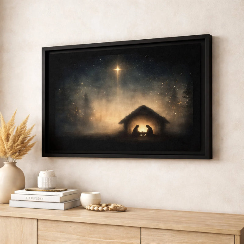 Star of Bethlehem Canvas Print, Nativity Scene Canvas Wall Art, Religious Christmas Manger Wall Decor, Christian Holiday Home Decor Present