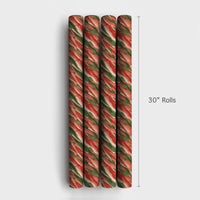 Abstract Modern Christmas Gift Wrap, Red and Green Brushstroke Wrapping Paper, Artistic Holiday Wrapping Paper Roll, Elegant Present Wrap