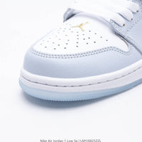 Retro Low Top Basketball Shoes, White Blue Colorway, Lace Up Design, Casual Gift for Shoe Lovers