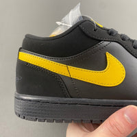 Low Top Sneakers, Black Yellow Colorway, Lace Up Design, Casual Gift for Sneaker Fans