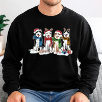 Adorable Festive Dog Lover Sweater, Husky Christmas Sweatshirt, Winter Siberian Husky Holiday Crewneck, Christmas Dog Owner Pullover Present