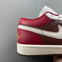 Low Top Sneakers, Burgundy White Brown Colorway, Lace Up Design, Casual Gift for Sneaker Fans