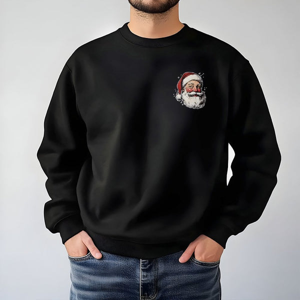 Minimal Chest Santa Crewneck, Vintage Santa Claus Sweatshirt, Retro Santa Claus Holiday Sweater, Comfy Christmas Sweatshirt P