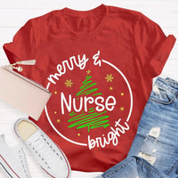 Healthcare RN Holiday Graphic Tee, Merry Nurse Bright Christmas Tree Shirt, Medical Staff Christmas T-Shirt, Nurse Holiday Season Present