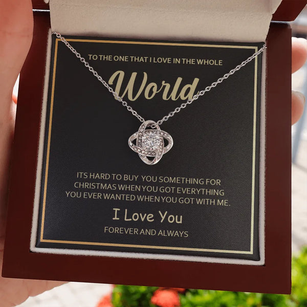 Cubic Zirconia Pendant Necklace, Eternal Bond Love Knot Necklace, 14k White Gold Over Stainless Steel, Romantic Christmas Pre