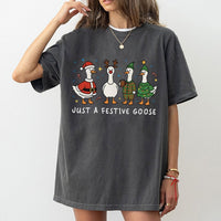Silly Ducks Holiday Shirt, Festive Goose Christmas T-Shirt, Humorous Goose Lover Graphic Tee, Adorable Xmas Goose T-Shirt, Holiday Duck Lover Present