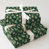 Forest Tree Holiday Gift Wrap, Watercolor Christmas Tree Wrapping Paper, Snowy Winter Wrapping Paper, Festive Xmas Gift Wrap Paper