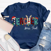 Custom Name Holiday Educator Shirt, Personalized Christmas Teacher T-Shirt, Festive Winter Graphic Tee, Christmas Teacher Present