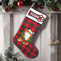 Red Buffalo Plaid Pet Xmas Stocking, Personalized Orange Cat Christmas Stocking, Custom Name Cat Holiday Stocking, Adorable Kitten Lover Present