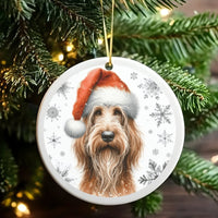 Dog in Santa Hat Ceramic Ornament, Spinone Italiano Christmas Ornament, Pet Portrait Tree Decor, Present for Spinone Italiano Dog Lovers