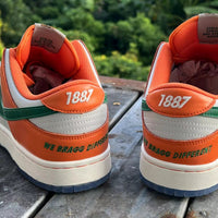 Low Top Sneakers, Orange Teal White Colorway, Lace Up Design, Casual Gift for Sneaker Fans