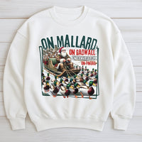 Santa Mallard Sleigh Sweater, Duck Hunting Christmas Sweatshirt, Humorous Duck Hunter Crewneck, Outdoor Holiday Pullover, Xmas Present for Hunter