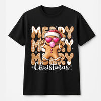 Retro Bubblegum Gingerbread Tee, Gingerbread Man Christmas T-Shirt, Adorable Heart Glasses Shirt, Festive Holiday Graphic Tee, Xmas Cookie Present